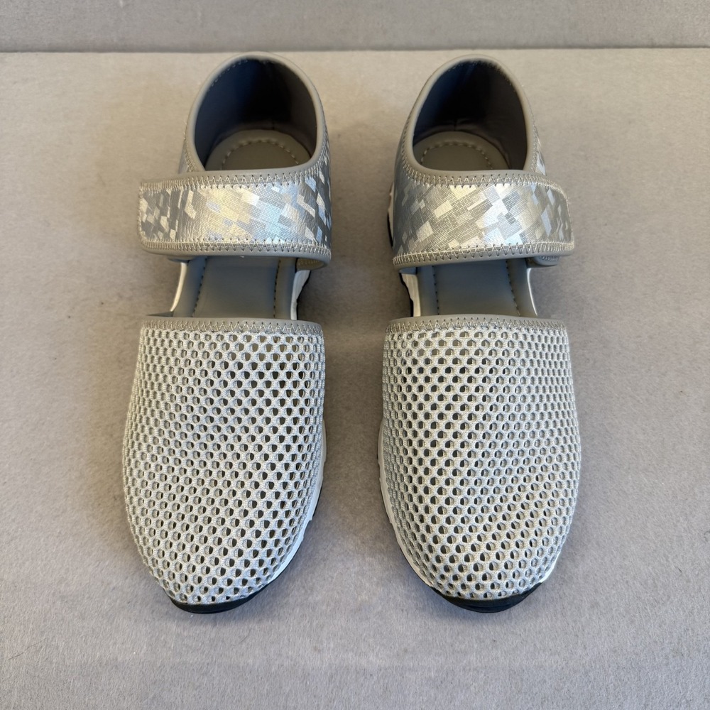ALL BLACK Easy Mesh Mary Jane Shoes Silver Anthropologie New NWOT EUR40 / W10 - Picture 2 of 11